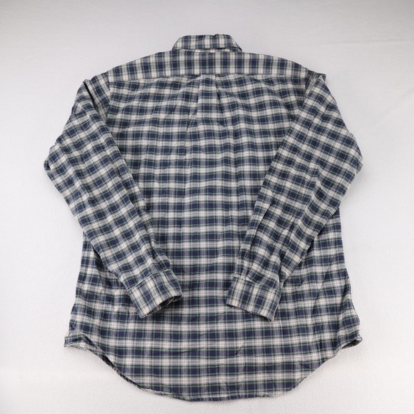 Ralph Lauren Mens Custom Fit Plaid Button Down Shirt Large Navy Blue Green Pony - Picture 9 of 9